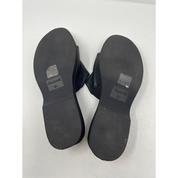 Madewell Women's Size 8.5 Slip On Open Toe Sandals Black Low Platform Wedge Heel - Picture 5 of 7